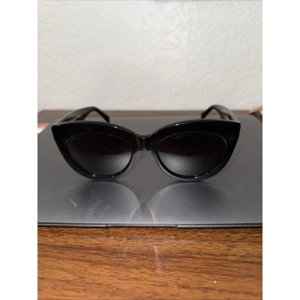 DIFF Alisa BK-GR233P Black Cat-Eye Sunglasses EX Trendy Round Lens Glasses
